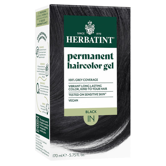 Herbatint 1N Black Permanent Hair Dye For Women - For Up To 100% Gray Coverage of Resistant Gray Hair - Ammonia-Free, Alcohol-Free & Vegan - Salon Beauty & Personal Care Herbatint