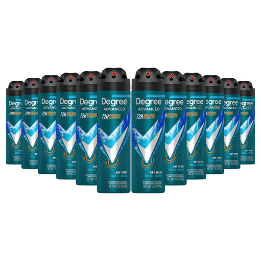 Degree Men Antiperspirant Deodorant Dry Spray Cool Rush 12 Count 72-Hour Sweat and Odor Protection Deodorant for Men With Body Heat Activated Beauty and Personal Care Degree