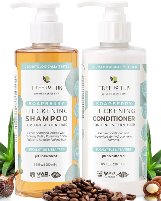 Tree To Tub Volumizing Biotin Shampoo and Conditioner Set - Activating Caffeine for Fuller Hair, Thickening Shampoo and Conditioner for Women & Men