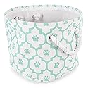 Bone Dry Pet Storage Collection Lattice Paw Print, Small Round, White/Aqua