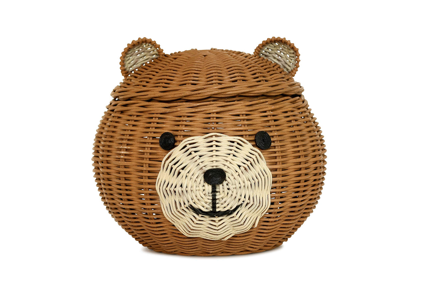 G6 COLLECTION Bear Rattan Storage Basket With Lid Decorative Bin Home Decor Hand Woven Shelf Organizer Cute Handmade Handcrafted Gift Art Decoration…