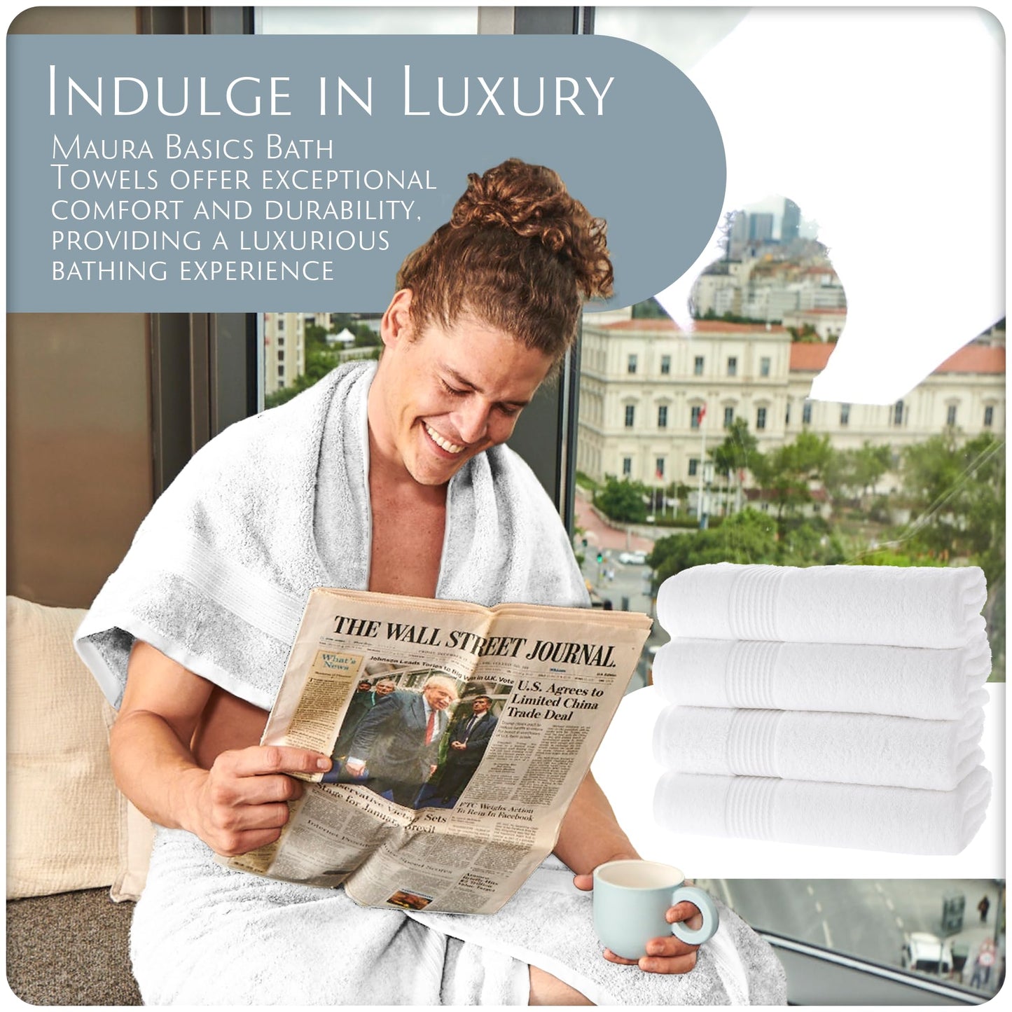 MAURA Basics Performance Bath Towels 100% Turkish Cotton with Hook Loops. Extra Large Luxury Absorbent Plush Towel Sets for Bathroom, Daily Use…