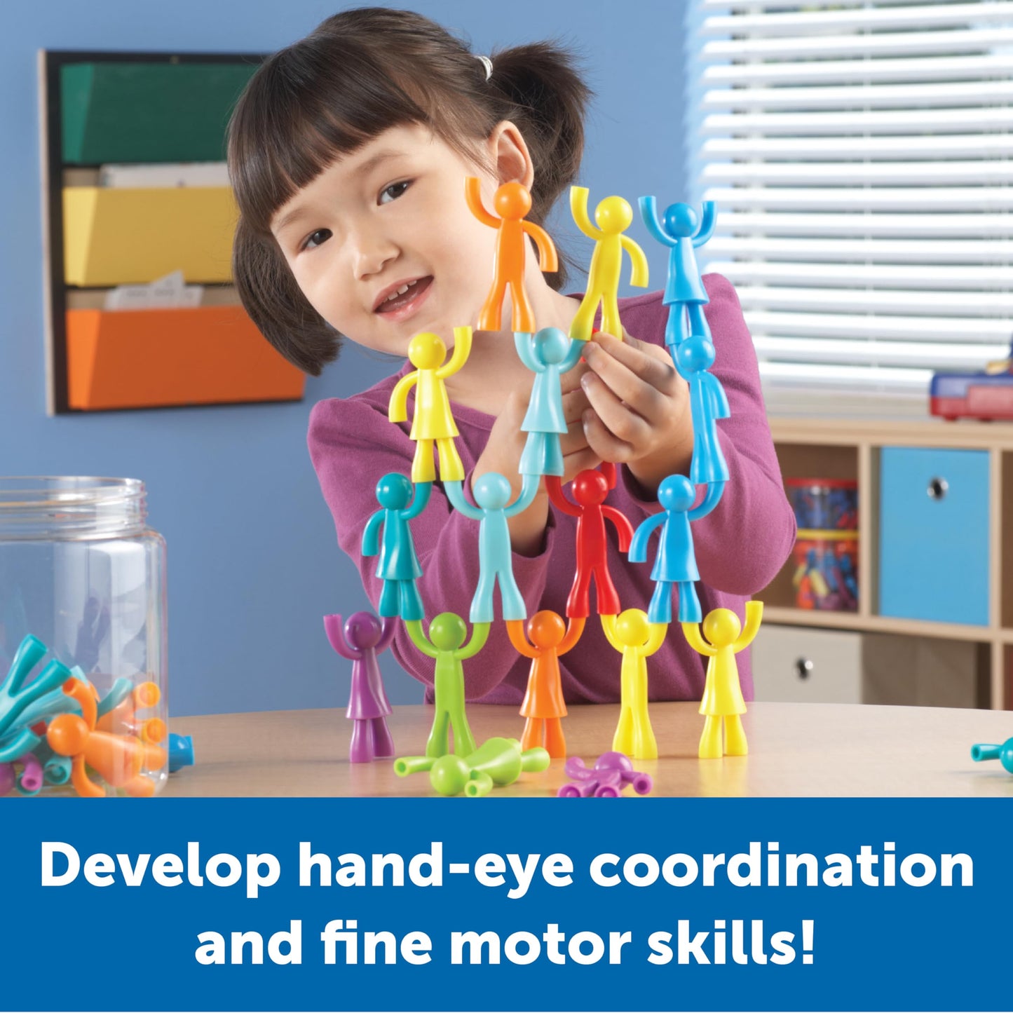 Learning Resources Buddy Builders,32 Pieces, Ages 3+, Fine Motor, Hand Eye Coordination Toy, Fine Motor Skills,Social Emotional Learning Toys