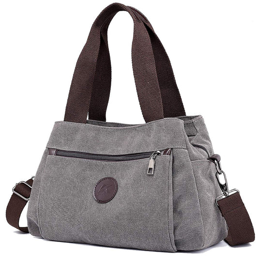 DOURR Hobo Handbags Canvas Crossbody Bags for Women, Multi Compartment Tote Purse Medium Satchel (Gray)