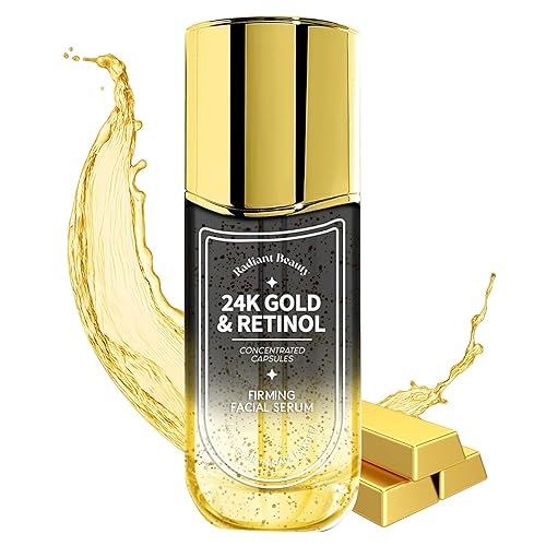 Radiant Beauty 24K Gold & Retinol Firming Serum - Moisturizing, & Protecting - Reduces Dark Spots & Wrinkles - Dermatologist Tested, Korean Skin Care