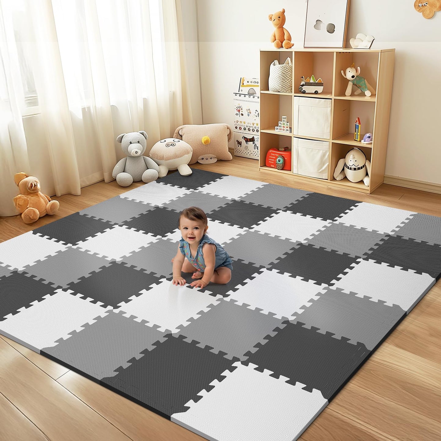 36 PCS Baby Play Mat – Foam Floor Puzzle Tiles 11.8"x11.8"x0.6", Interlocking Carpet for Crawling, Toddlers & Kids Playroom