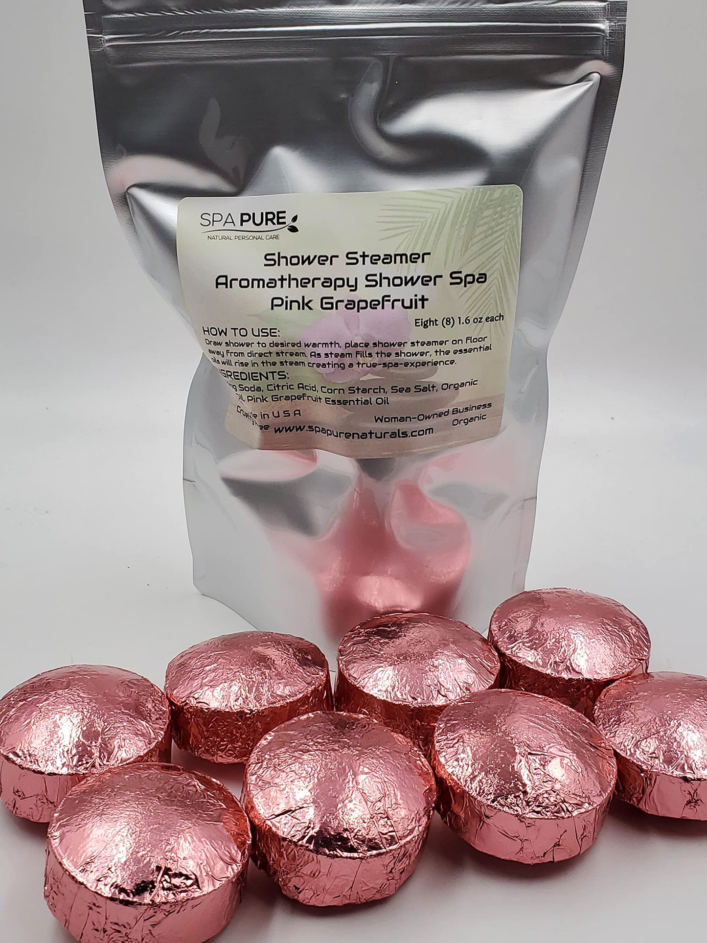Spa Pure Pink Grapefruit Aromatherapy: Shower Steamers/Bombs/Tablets with 100% Natural/Organic Essential Oils-Transform Your Shower 8 Count (Pack…