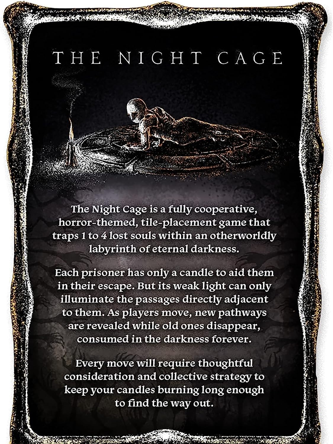The Night Cage by Smirk and Dagger, a Spooky Cooperative Strategy Game, 1-5 Players Lost in a Dark Maze with only a Candle, Fun Horror Themed Tile…