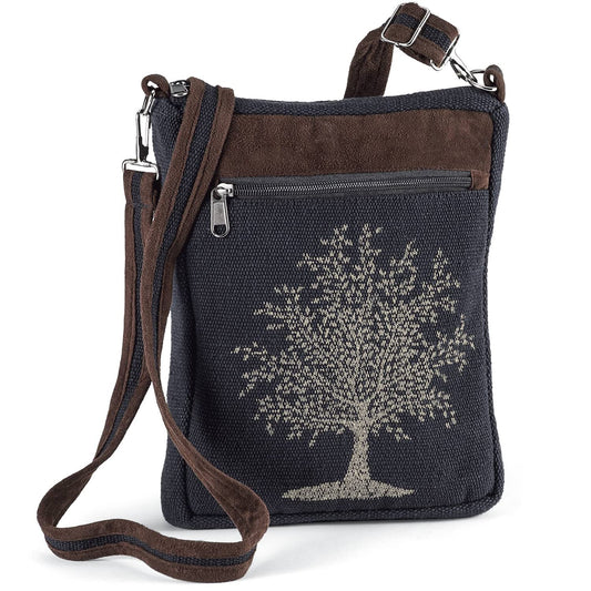 Canvas Crossbody Bag, Hippie Purse Handbag For Women, Top Zip Closure & Pockets, Adjustable and Removable Strap, 9 ½”W x 12”H Fashion SAGEFINDS