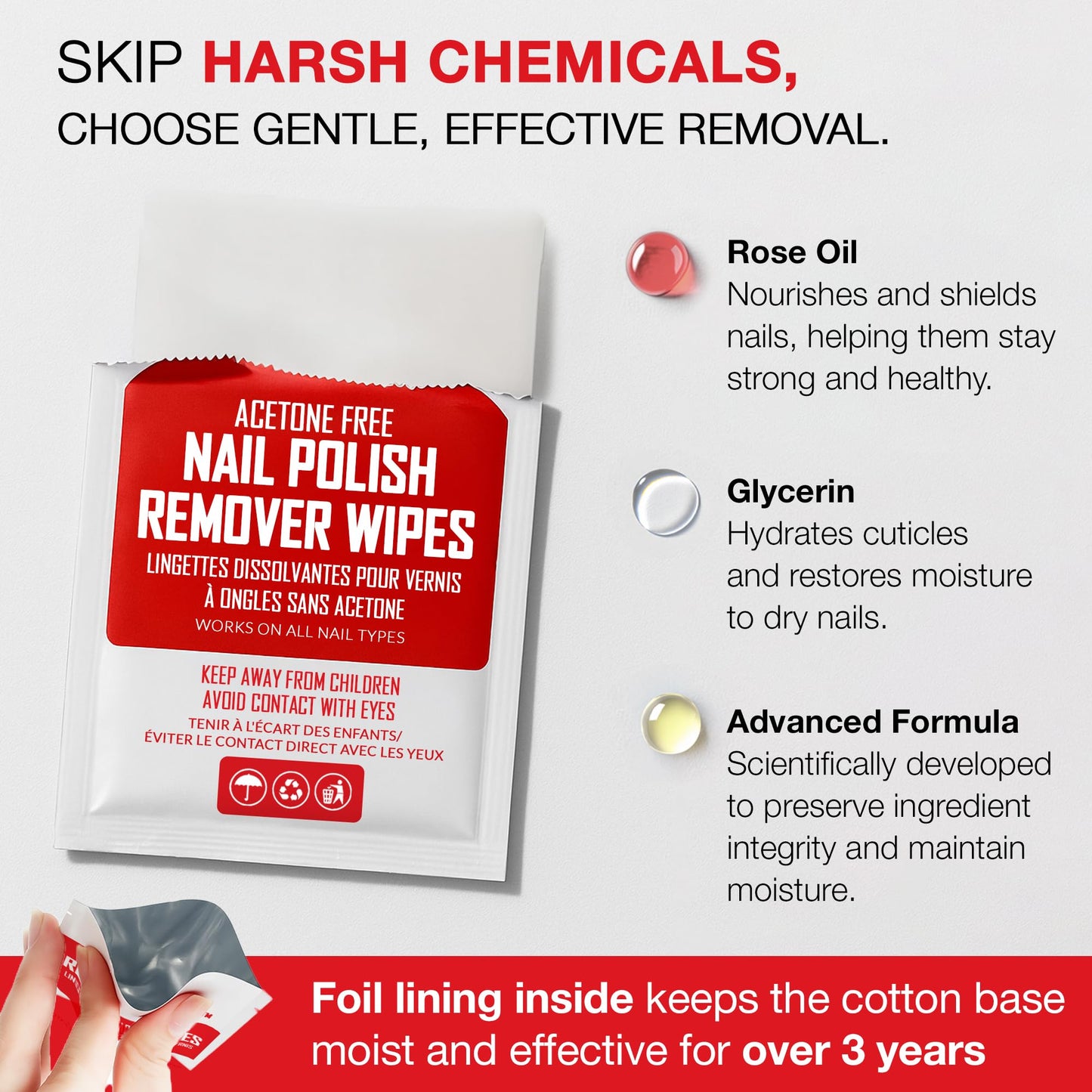 Nail Polish Remover Pads - 100% Non-Acetone - 50 Pack Bulk Set - Individually Wrapped - Quick Nail Polish Remover Wipes - Fingernail Travel Kit Beauty & Personal Care NINJA QUEST