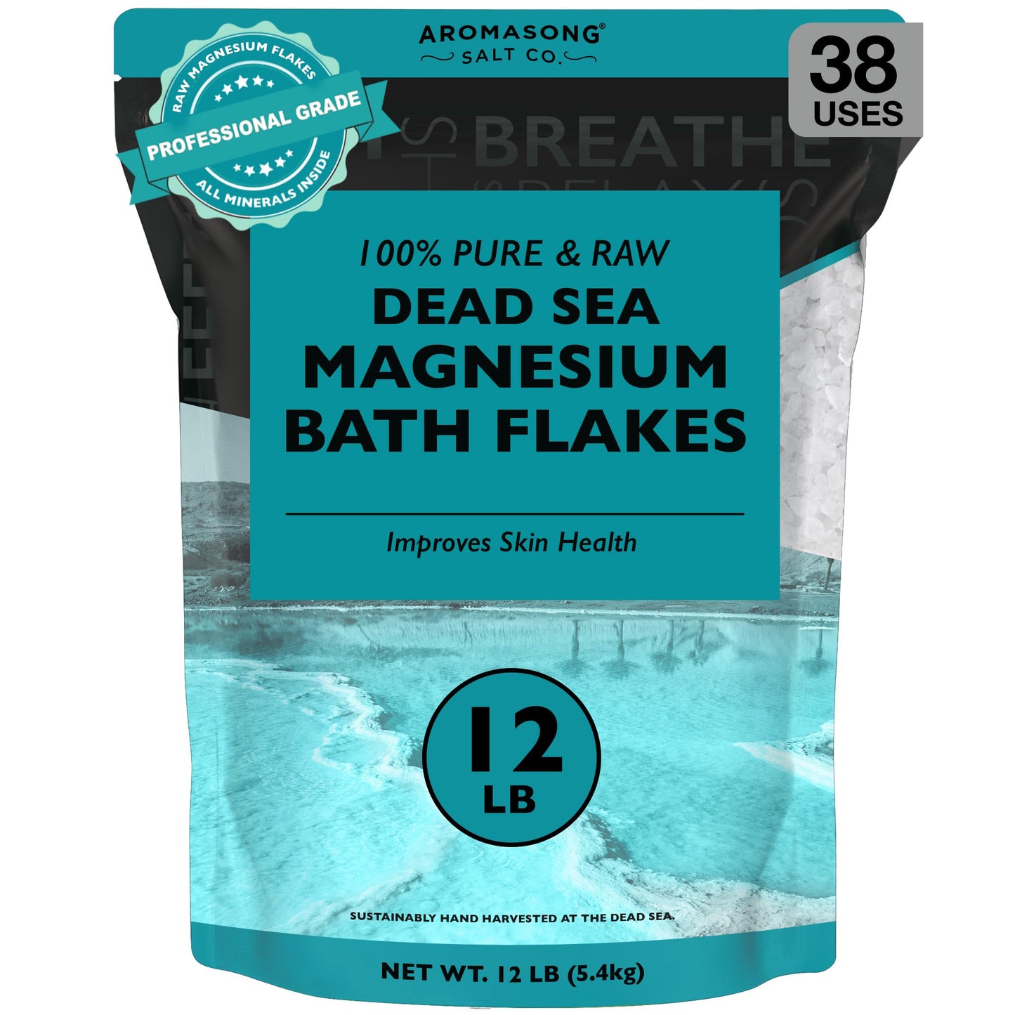 Aromasong Dead Sea Magnesium Flakes for Bath - 16,325 Mg Magnesium Chloride per Bath - Superior Alternative to Epsom Salt - Used as Muscle & Foot Soak Beauty and Personal Care Aromasong