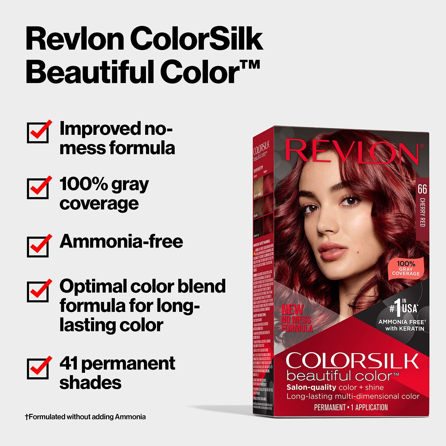 Revlon Colorsilk Beautiful Color Permanent Hair Color, Long-Lasting High-Definition Color, Shine & Silky Softness with 100% Gray Coverage, Ammonia