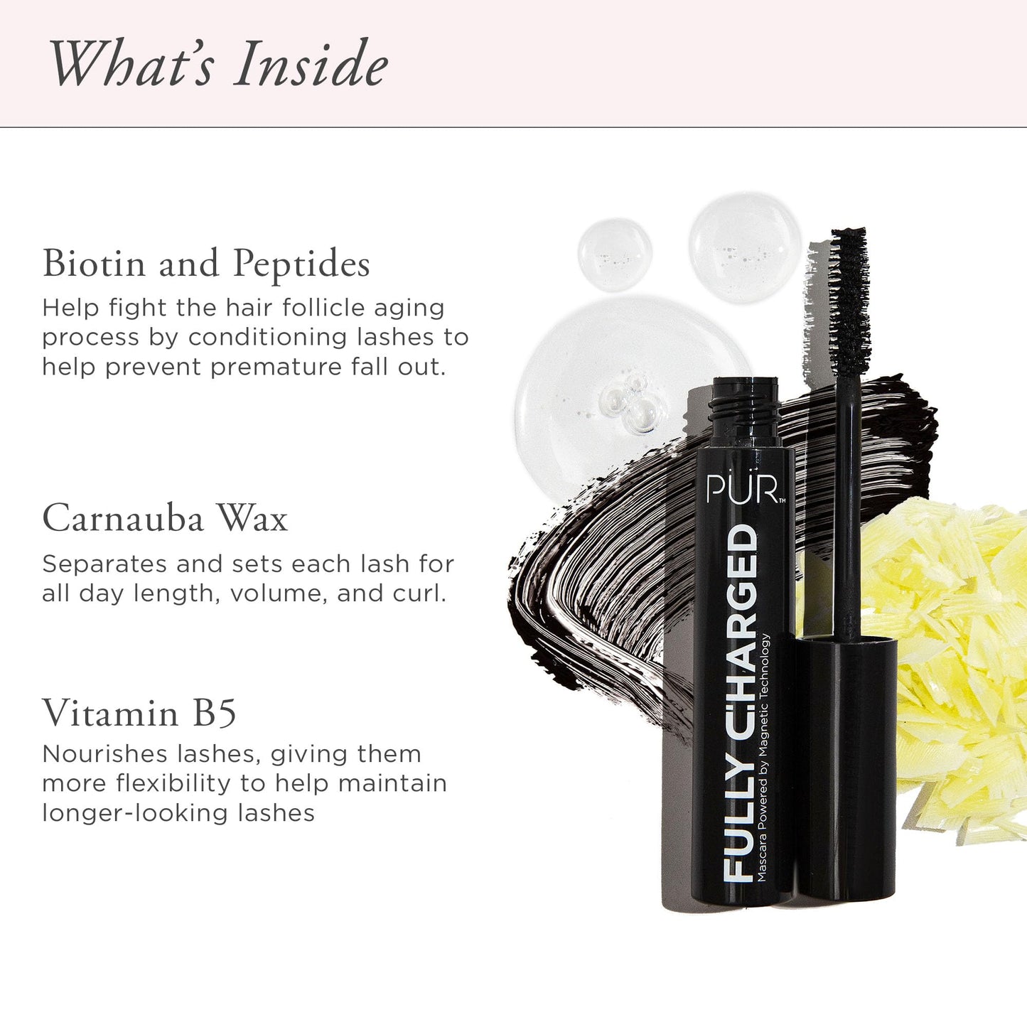 PÜR MINERALS Fully Charged Mascara for Eye Lash Volume & Length (Black) - Travel Size Thickening, Volumizing, & Lengthening Mascara Powered