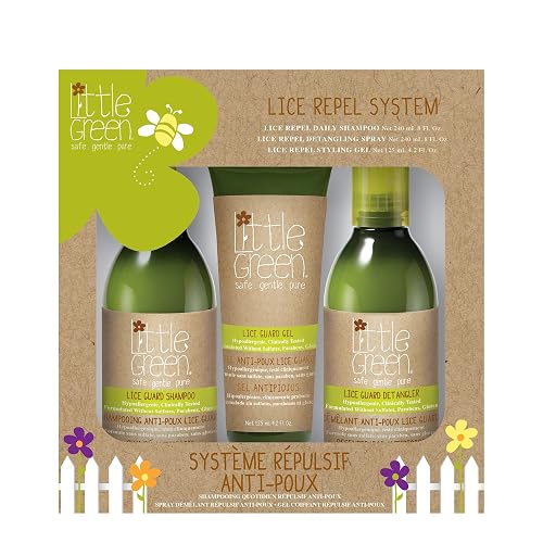 Little Green Kids Lice Repel System, Includes Lice Shampoo for Kids, Spray Hair Detangler, Styling Hair Gel, Contains Tea Tree Oil