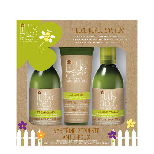 Little Green Kids Lice Repel System, Includes Lice Shampoo for Kids, Spray Hair Detangler, Styling Hair Gel, Contains Tea Tree Oil
