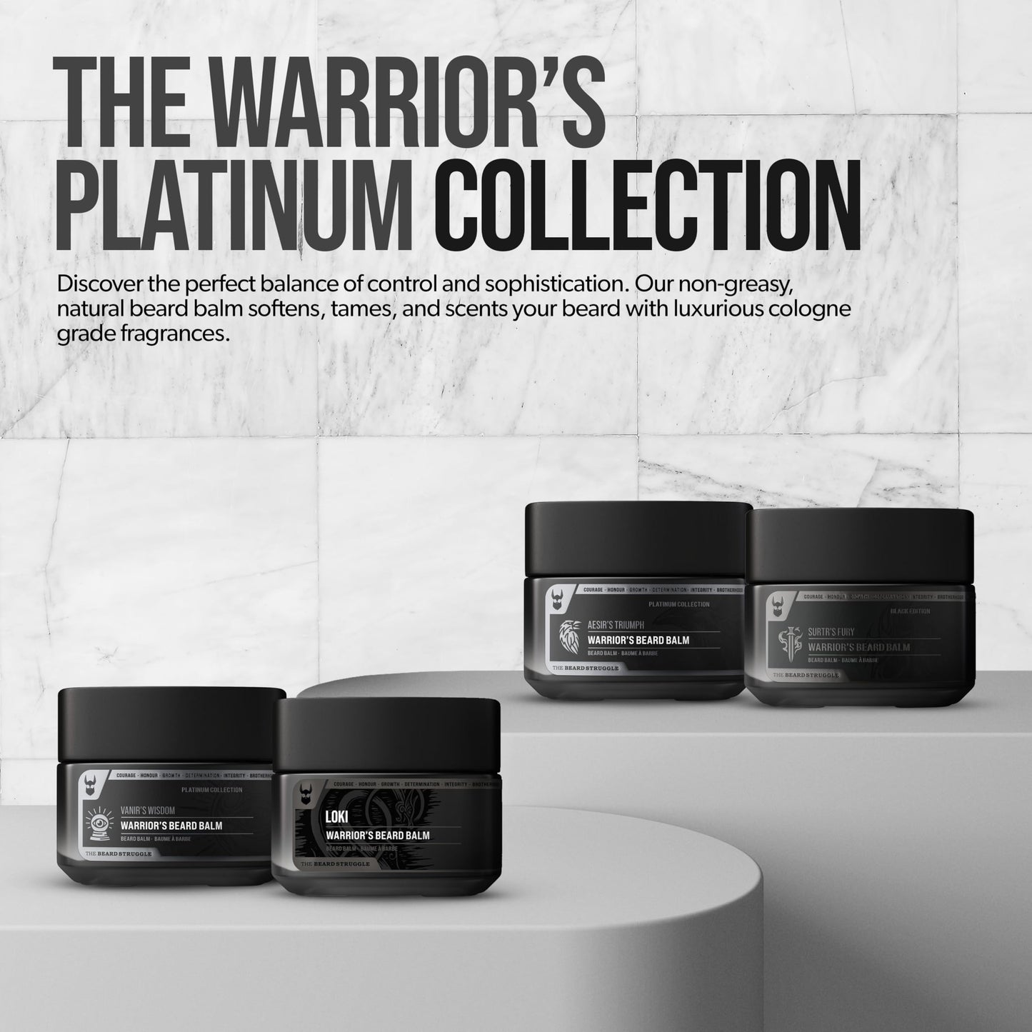 The Beard Struggle Warrior’s Beard Balm - Platinum Collection, Aesir's Triumph - Non-Greasy Low-Hold Formula, Luxurious Cologne-Grade Fragrances 100% Beauty and Personal Care The Beard Struggle