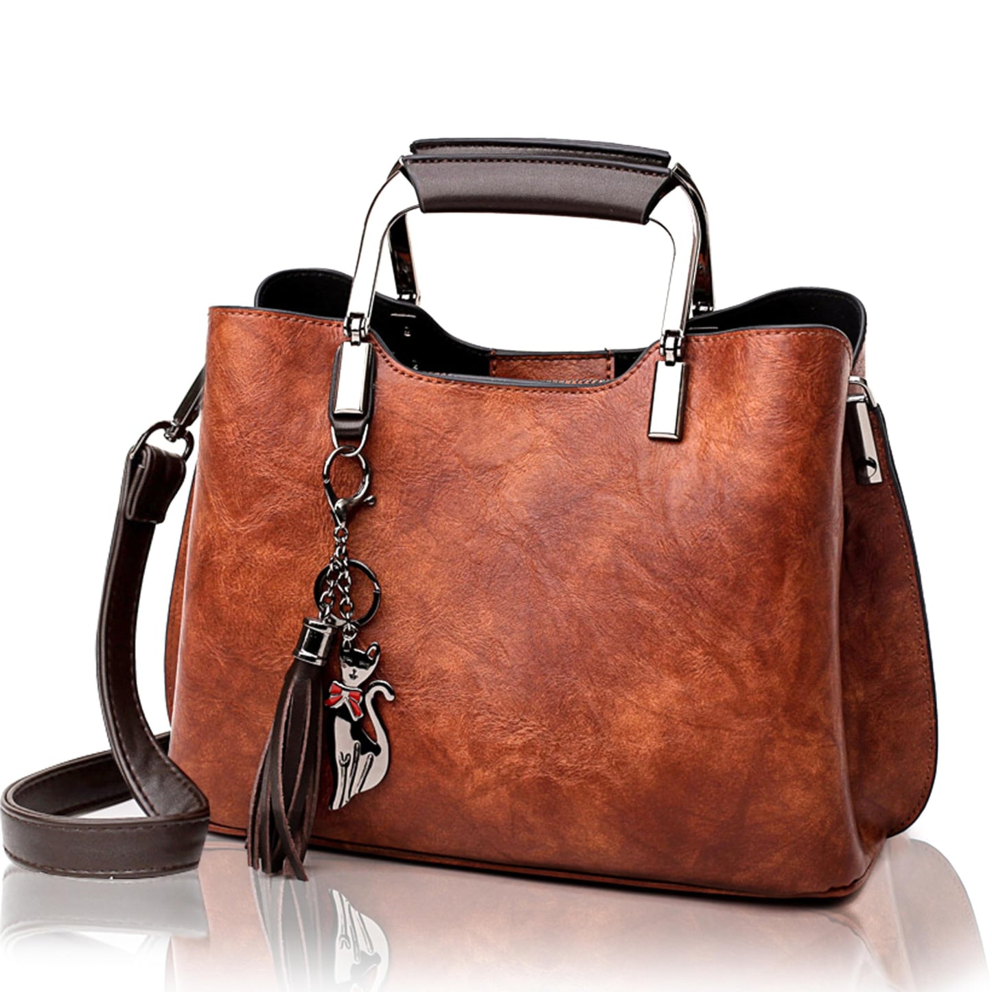 rofozzi Small Vegan Leather Purse for Women, Top Handle Purse, Women’s Shoulder Handbags, Leather Satchel Bag