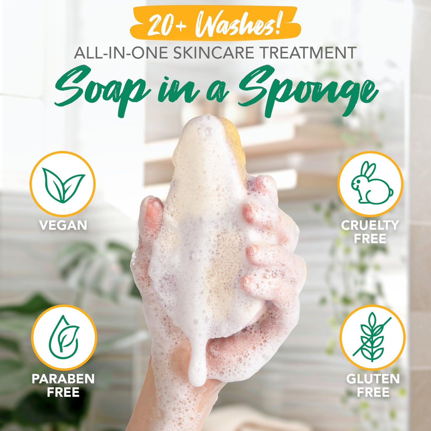 Spongeables Anti Cellulite Body Wash in a 20+ Wash Sponge, Citrus, 3 Count Beauty and Personal Care Spongeables