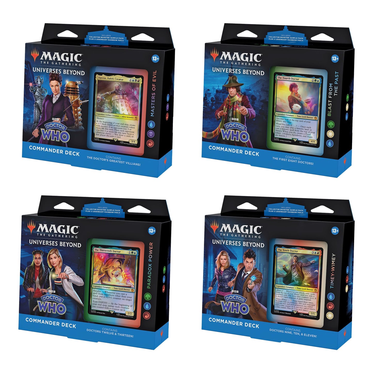 Magic The Gathering Doctor Who Commander Deck Bundle - Includes All 4 Decks (1 Masters of Evil, 1 Blast from The Past, 1 Timey-Wimey, and 1 Paradox…
