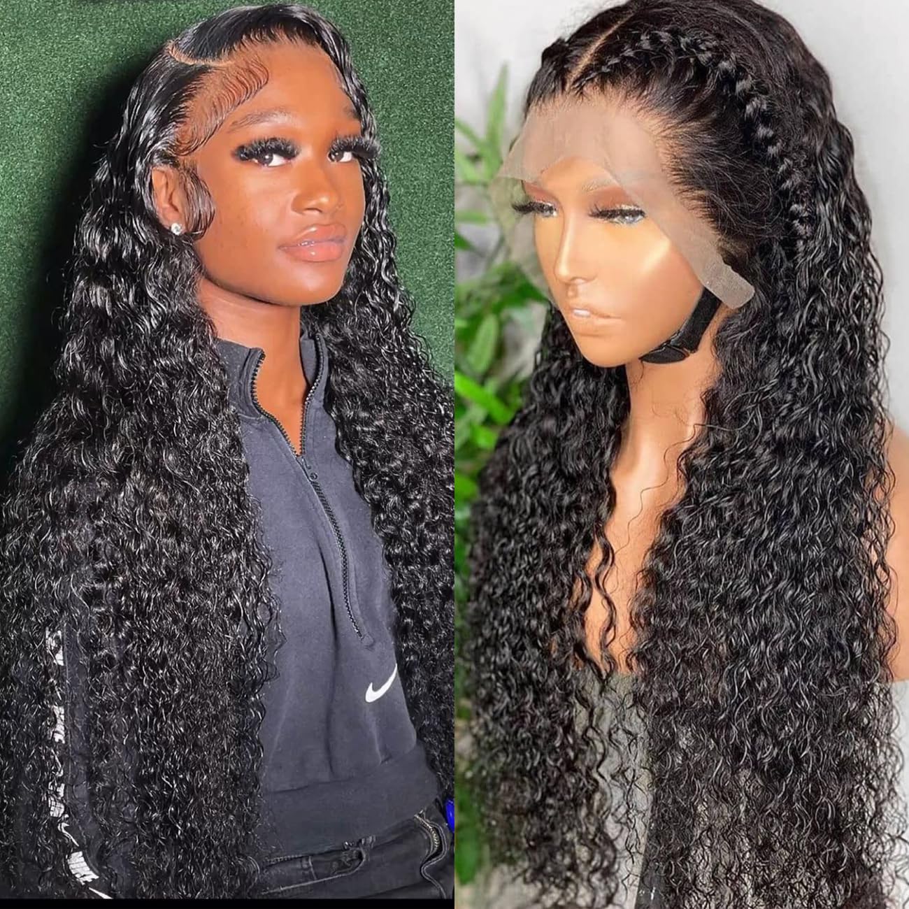 Water Wave Lace Front Wigs Human Hair Pre Plucked Baby Hair HD Transparent Wet and Wavy Lace Wigs 180% Density Brazilian Glueless 13x4 Water Wave Lace