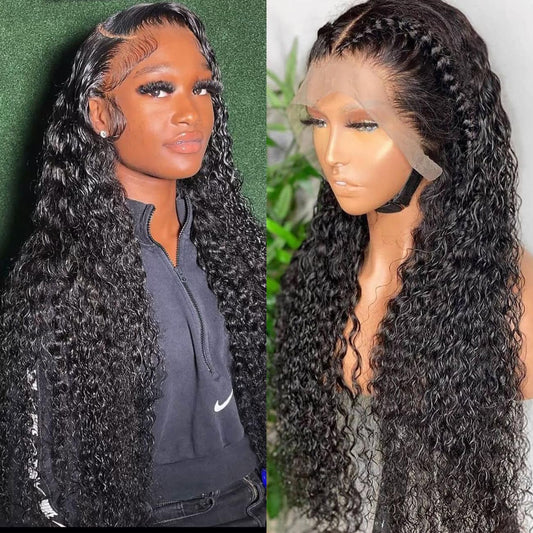 Water Wave Lace Front Wigs Human Hair Pre Plucked Baby Hair HD Transparent Wet and Wavy Lace Wigs 180% Density Brazilian Glueless 13x4 Water Wave Lace