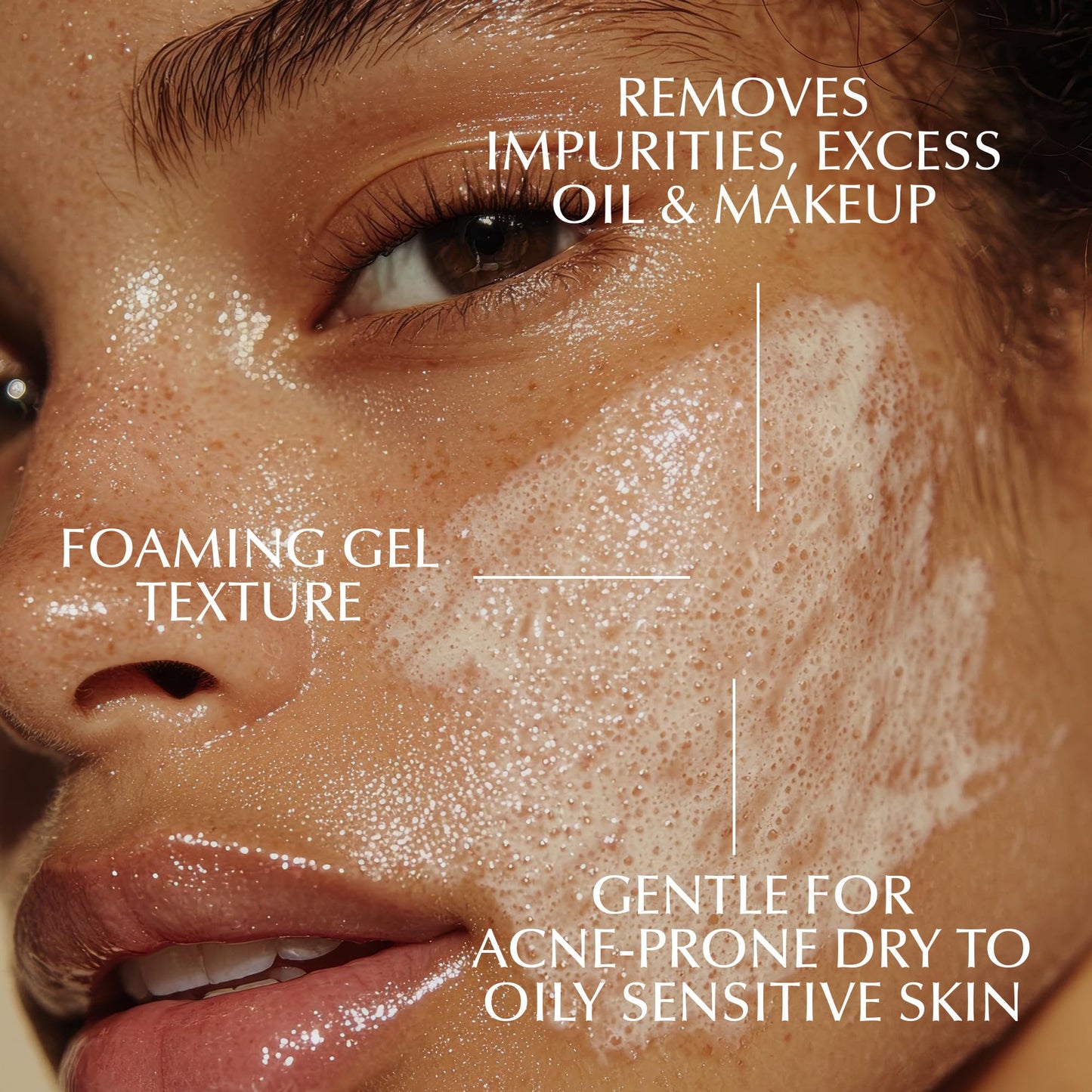 Epilynx Vegan Foaming Facial Cleanser - Makeup Remover Face Wash for Acne Prone, Dry, and Sensitive Skin - Oil-Free, Clean, and Soft Face Cleanser