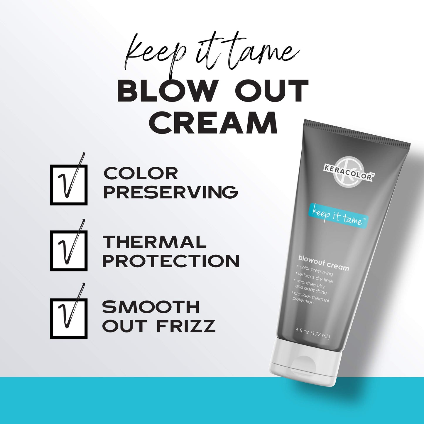 Keracolor Blowout Smoothing Cream for Hair, Color Preserving, Heat Protectant Styling Treatment, 6 Fl Oz