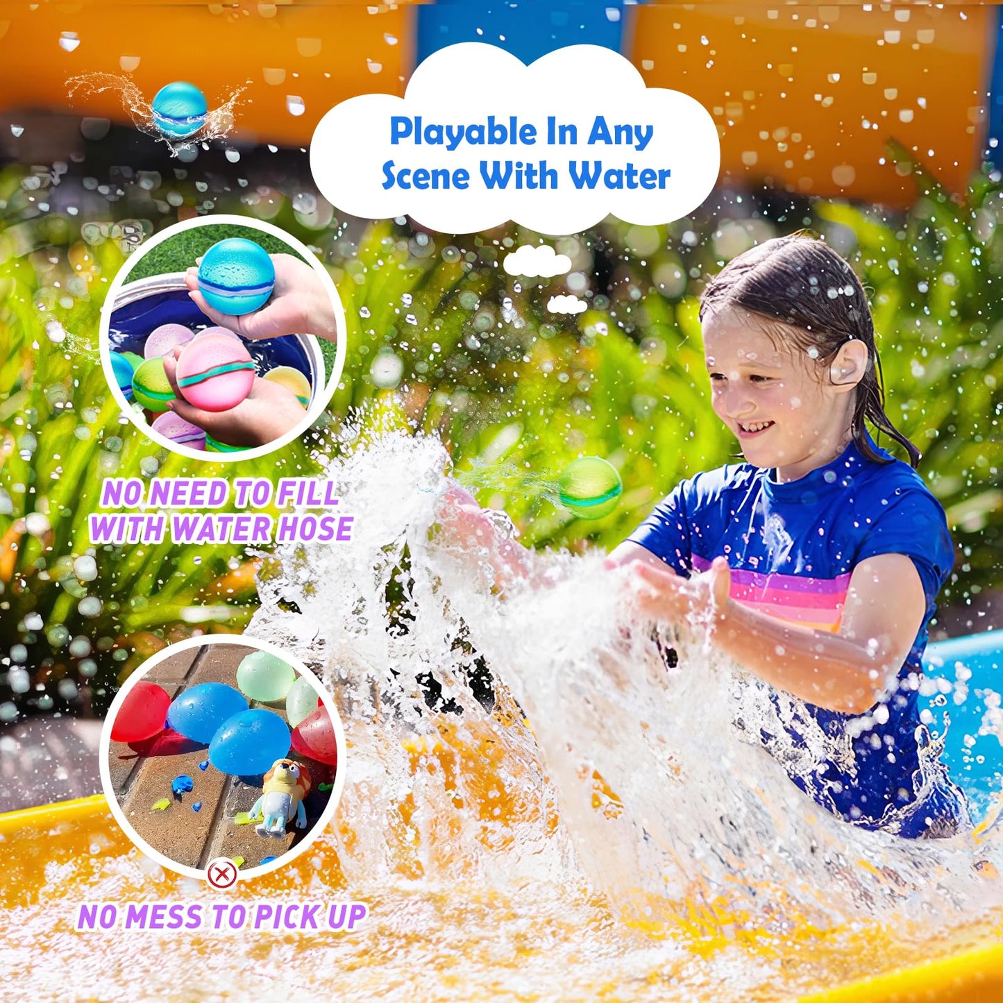 【12 Pack】Magnetic Reusable Water Balloons Fast Refillable for Kids Outdoor Activities, latex-free Kids Pool Beach Bath Toys, Self-Sealing Water Bomb…