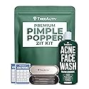 TreeActiv Pimple Popper Tool Kit with Face Wash and Acne Patches, Professional Blackhead Remover Tools Facial Kit, Stainless Steel Blackhead Extractor