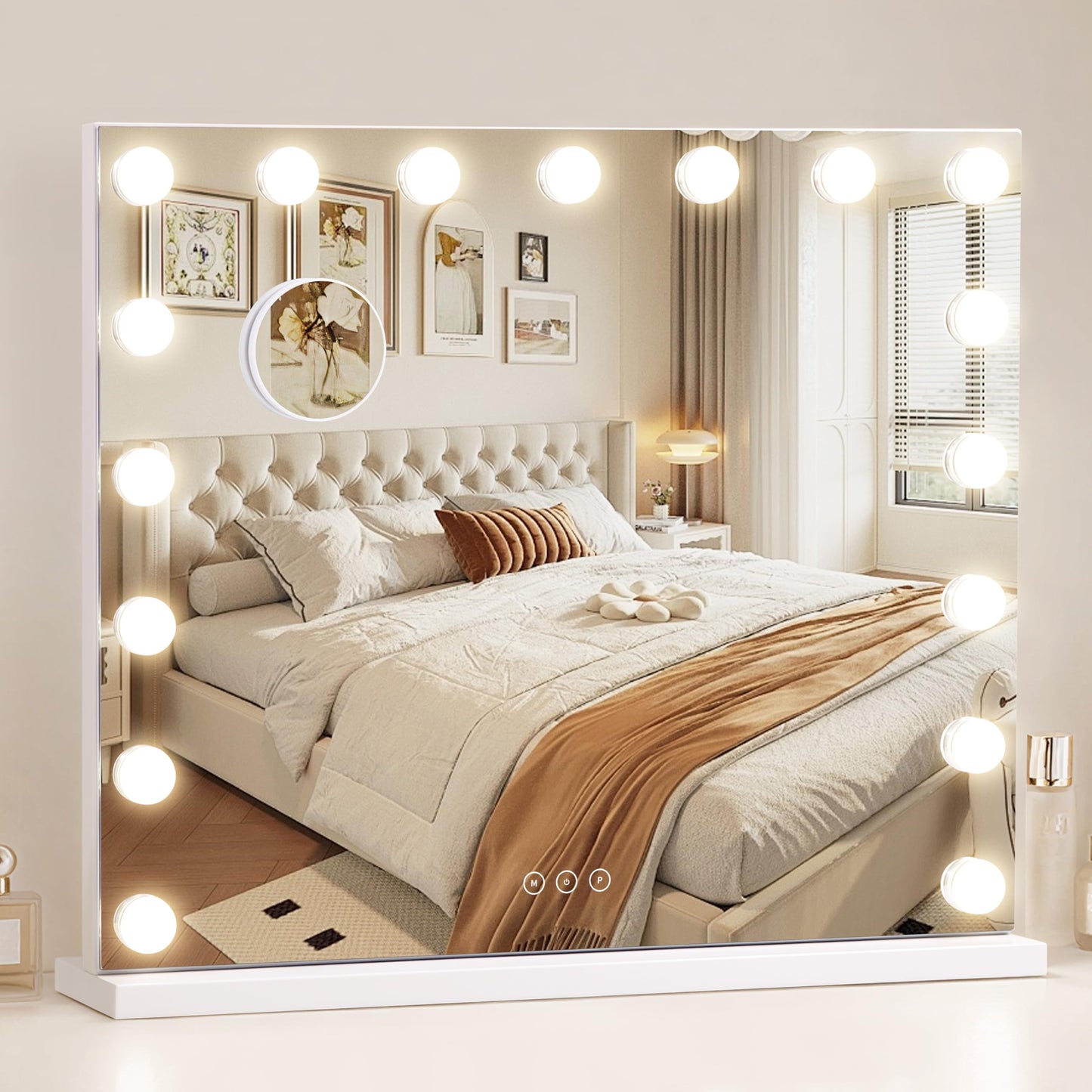 NUSVAN Vanity Mirror with Lights,Makeup Mirror with 17 Dimmable LED Bulbs, 3 Color Lighting Modes Detachable 10X Magnification Mirror Touch Control Beauty and Personal Care NUSVAN Default Title