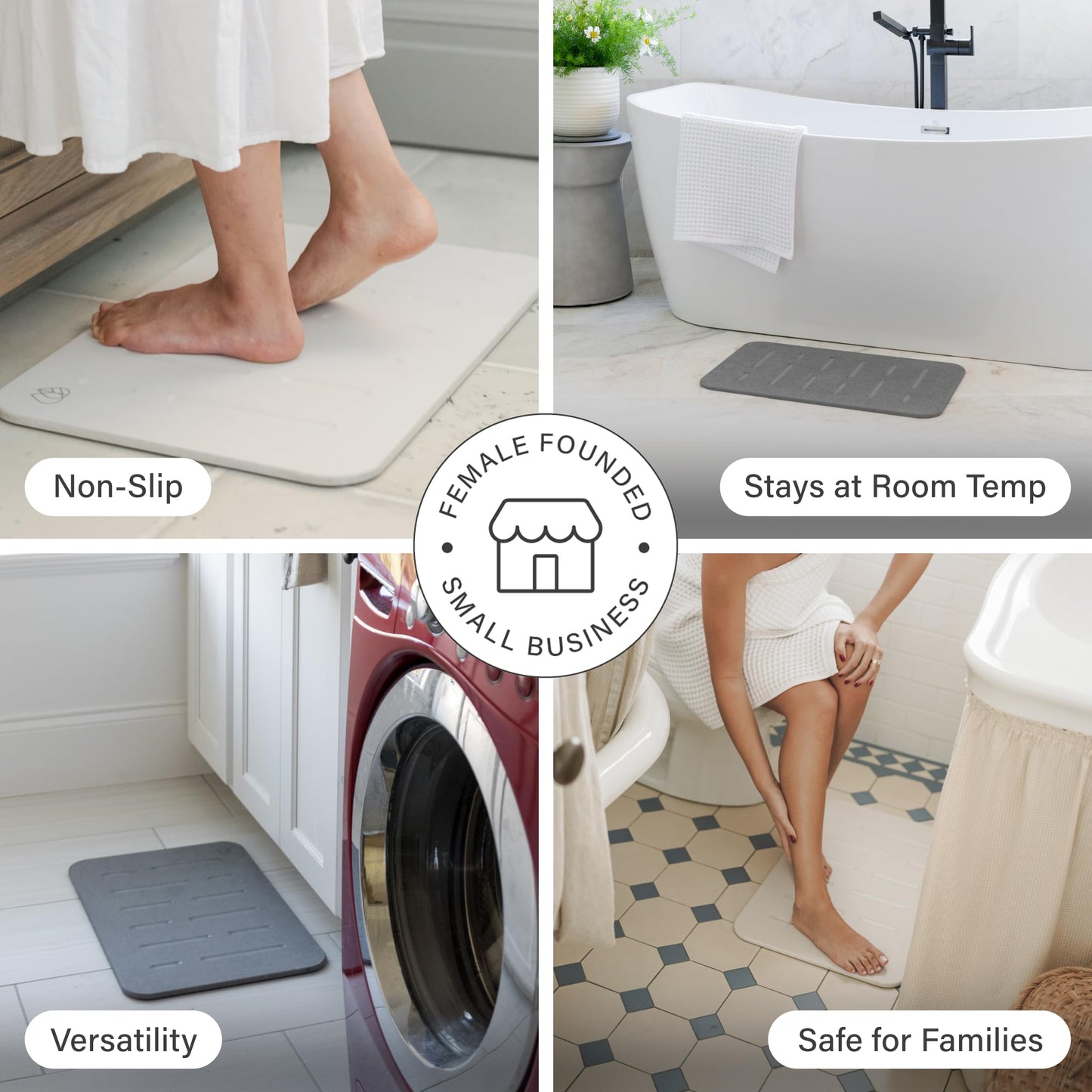 Dorai Home Bath Stone Mat 23.6"x15.4" (2-Pack) - Quick-Dry, Non-Slip Diatomite Stone Bath Mat, Rain Sandstone