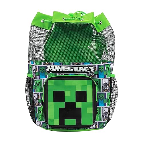 Minecraft Creeper 3-Piece Green Swim Beach Backpack Set