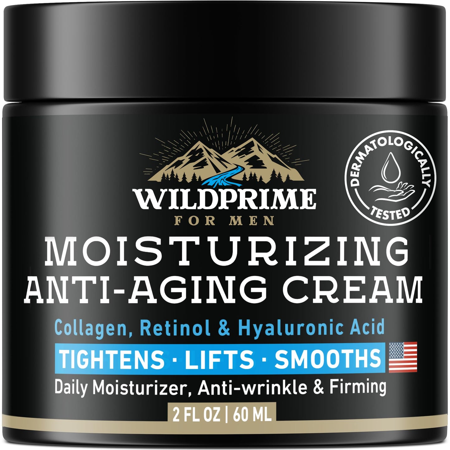 Men's Face Moisturizer Cream - Anti Aging & Wrinkle - Men's Shave Lotion - Made in USA - Collagen, Hyaluronic Acid, Vitamins E & A, Avocado Oil - Age Beauty and Personal Care WildPRIME