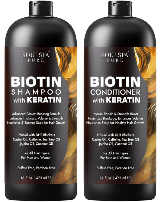 Biotin Shampoo and Conditioner Set with Keratin - Sulfate-Free Advanced Anti-Thinning, Hair Growth Shampoo and Conditioner Combo Repair Formula