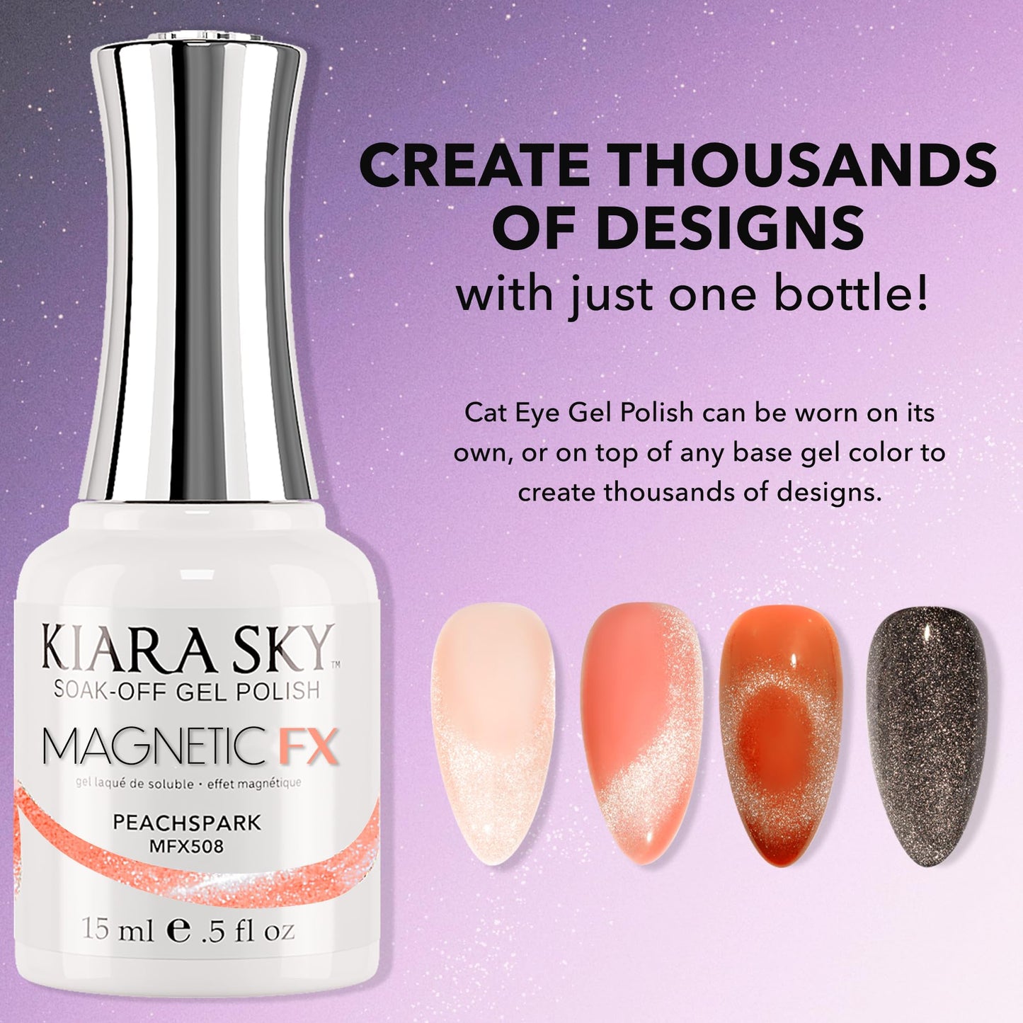 KIARA SKY Soak Off Gel Nail Polish MAGNETIC FX 0.5 fl oz, PEACHSPARK (MFX508) Beauty & Personal Care KIARA SKY
