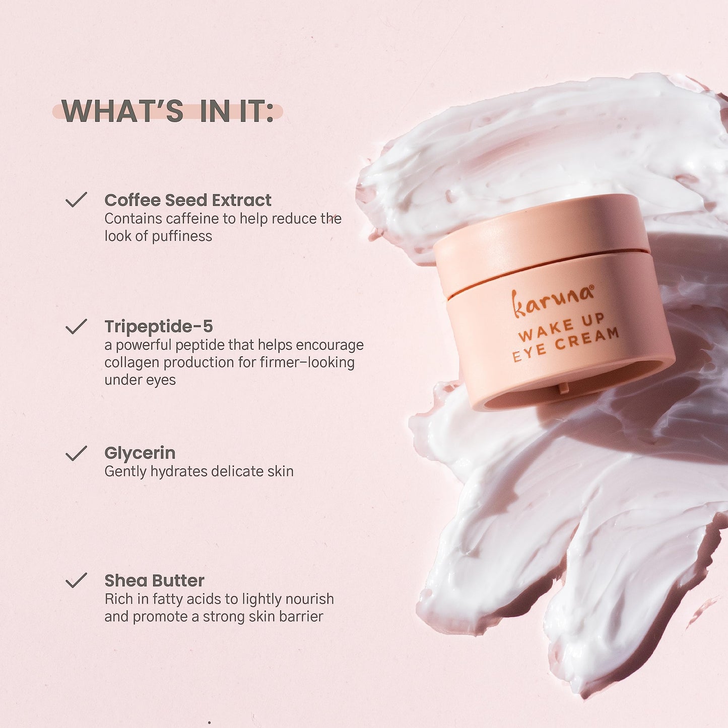 Karuna - Wake Up Eye Cream with Coffee Cherry & Tri-Peptides, Caffeine Eye Cream, Under Eye Brightener, Anti Aging Serum, Moisturizer for Puffiness