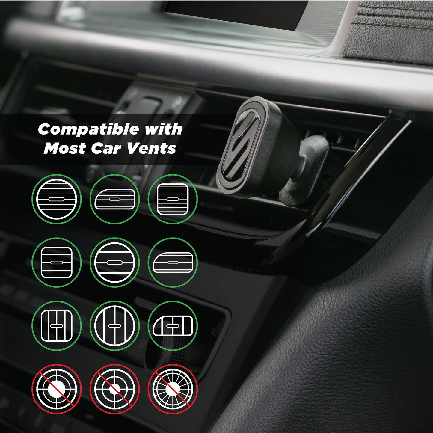 Scosche MMV-XCES0 MagicMount Select Magnetic Air Vent Car Cell Phone Holder, GPS Vent Car Mount, 360 Degree Adjustable Head, Black