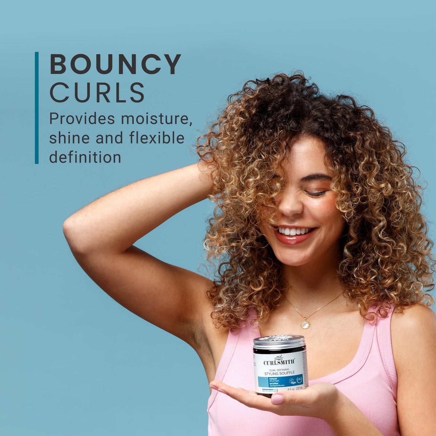 CURLSMITH - Curl Defining Styling Soufflé - Vegan Medium Hold Styling Gel for Wavy, Curly and Coily Hair (8oz)