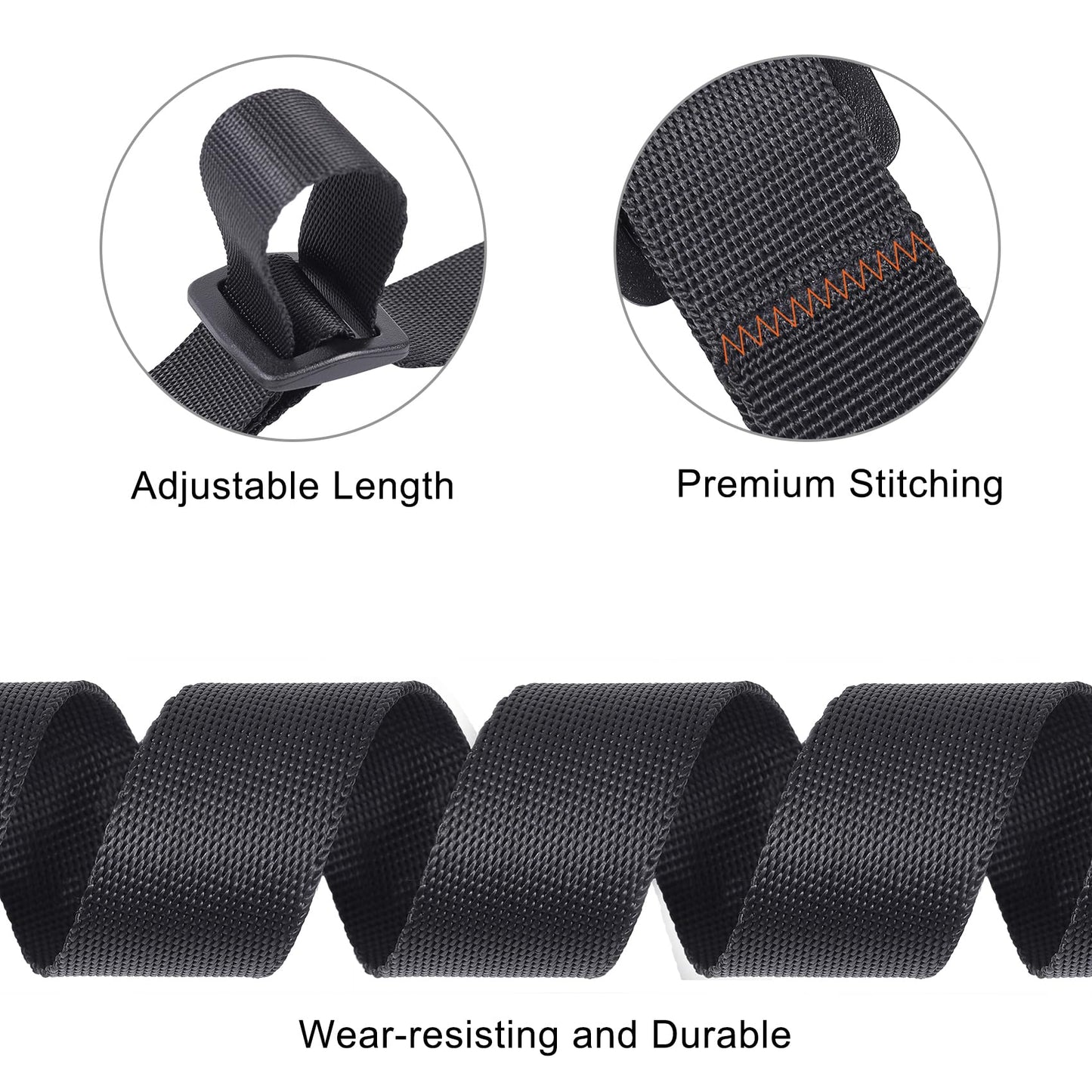 Masterwise Adjustable Buckle Straps with Clips – 4 Pack Durable Nylon Straps with Quick Release Buckles for Travel, Camping & Storage (Black)