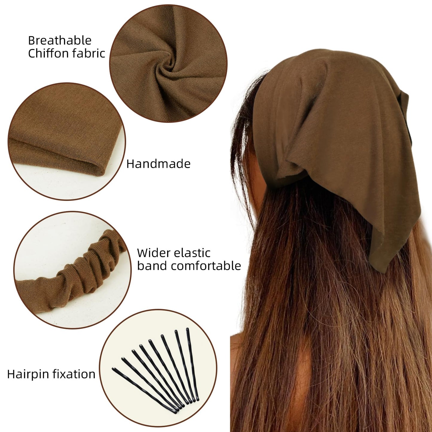 WOVOWOVO 8 Pcs Hair Scarf Headband for Women Girls Non Slip Elastic Boho Triangle Head Scarf Bandana (Adequately Nice) Beauty and Personal Care WOVOWOVO