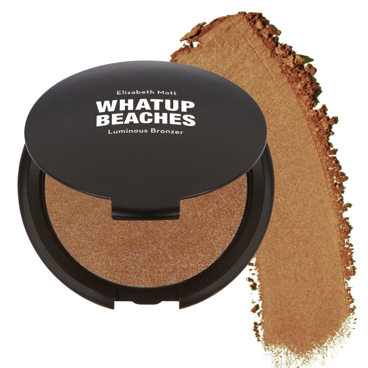 Elizabeth Mott Whatup Beaches Matte Bronzer Powder & Contour for Face, Long-Lasting Natural Sun-Kissed Bronzing Finish for All Skin Tones, Buildable