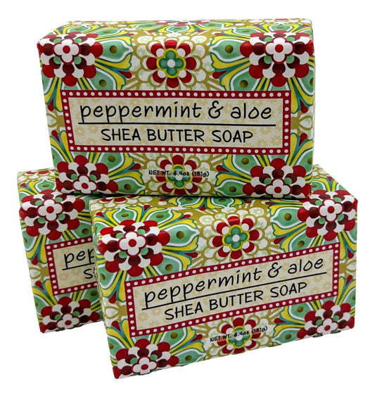 Greenwich Bay Trading Co., Peppermint and Aloe Shea Butter Soap, Set of 3 Bars, 6.4 Ounces Each Beauty & Personal Care Greenwich Bay Trading Co.