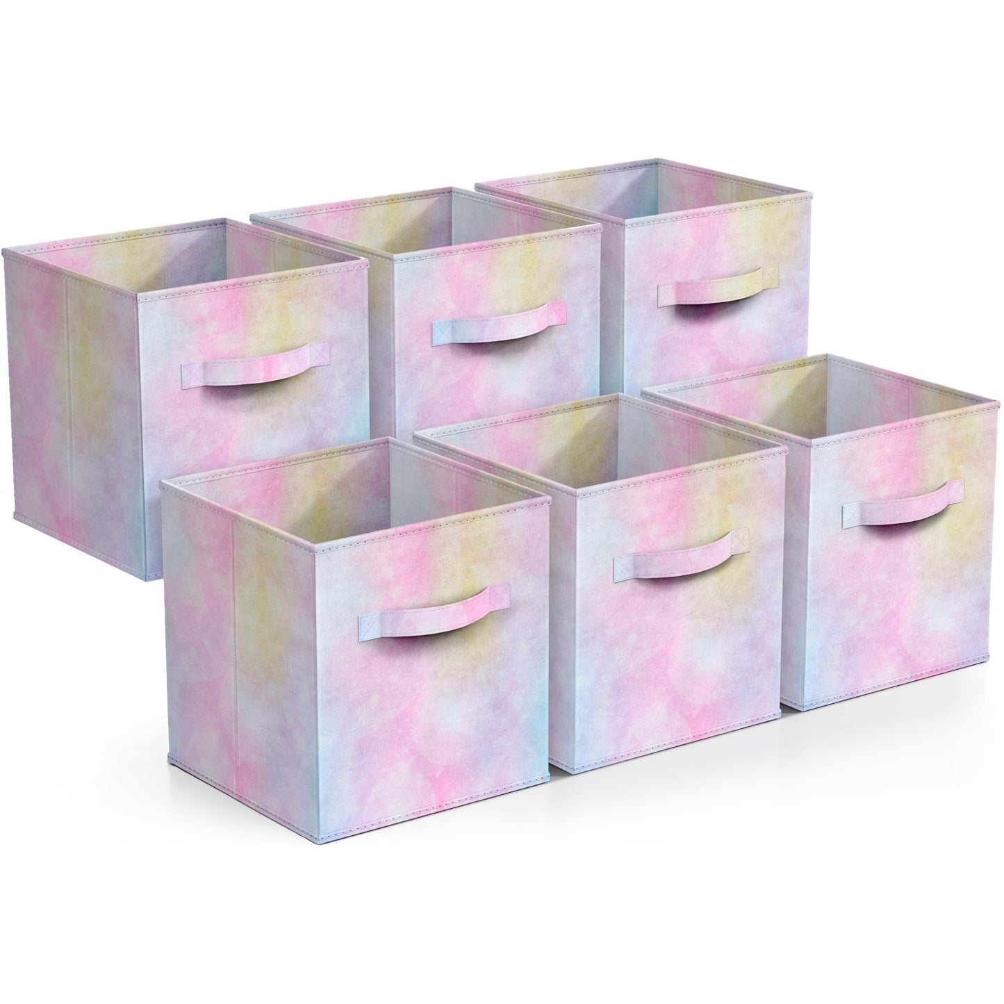 Sorbus Fabric Storage Cubes - 6 Foldable Tie Dye Storage Bins for Organizing Cubbies, Toy Box - Clothes Storage & Closet Organizer - 11 Inch…