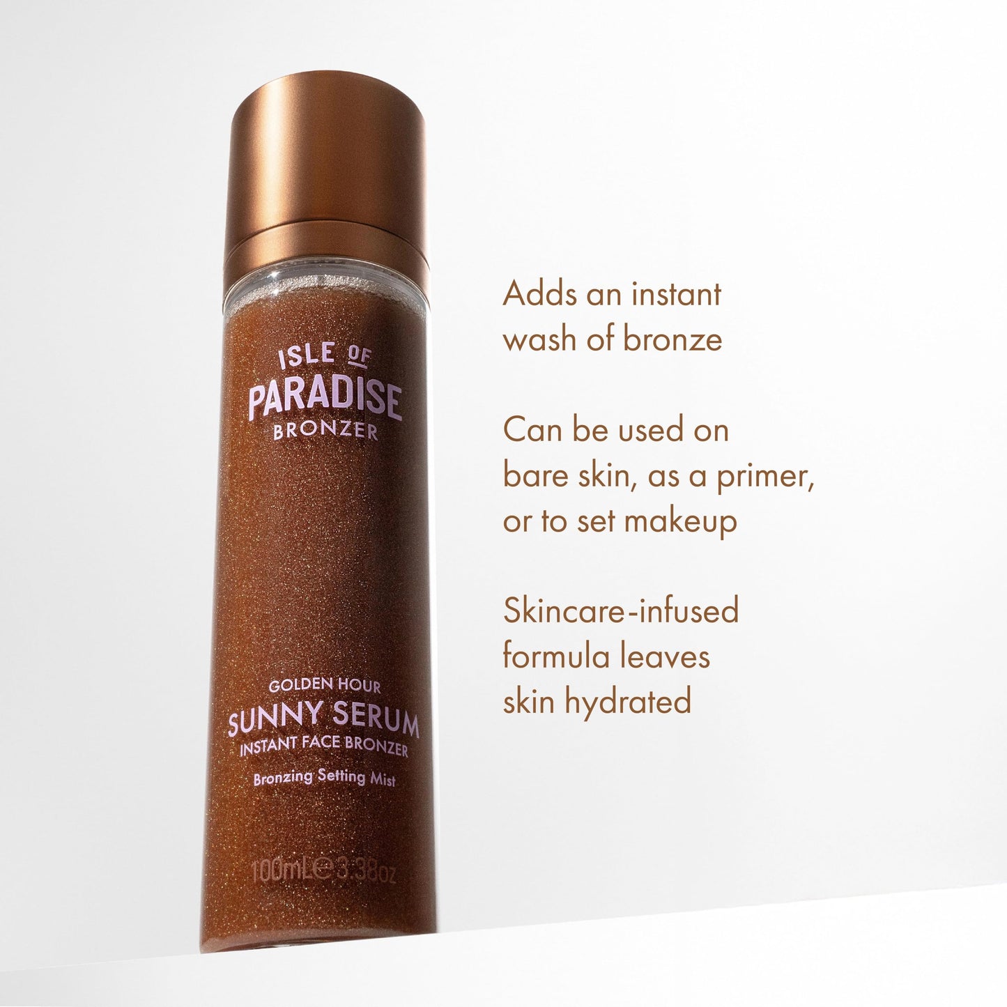 Isle of Paradise Sunny Serum Instant Bronzing Setting Mist- Golden Hour, Hydrating & Illuminating Makeup Setting Spray, Lightweight Formula, Vitamin