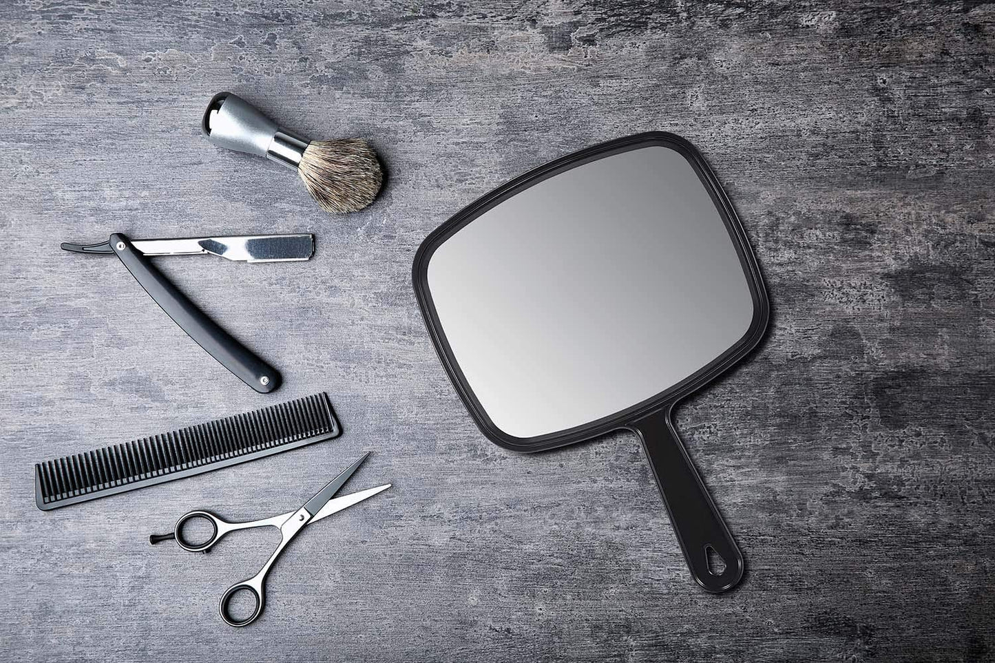 PROTECLE Hand Mirror, 10.3" L x 7.4" W Salon Barber Hairdressing Handheld Mirror with Handle, Square Black Beauty and Personal Care Gladmart