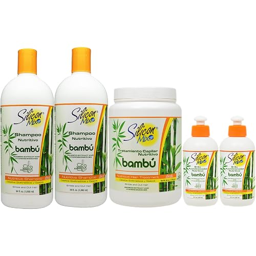 Silicon Mix Bambu Shampoo 36oz (Pack of 2) & Treatment 60oz & Leave-in 8oz (Pack of 2) "Set"