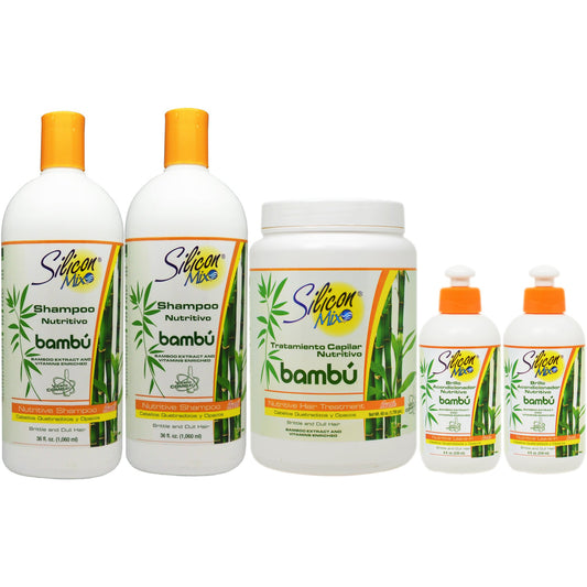 Silicon Mix Bambu Shampoo 36oz (Pack of 2) & Treatment 60oz & Leave-in 8oz (Pack of 2) "Set"