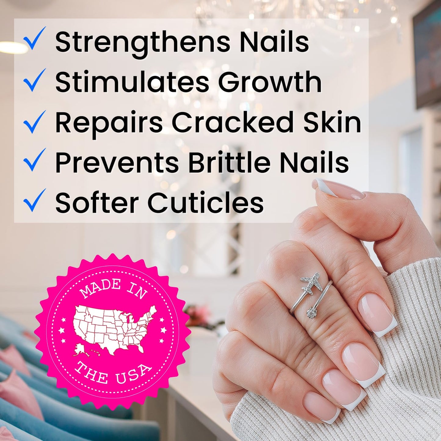 Ellie Chase Moisturizing Cuticle & Nail Care Oil 2.3 Fl Oz - Cranberry Scented - Infused with Jojoba Oil, Aloe, Vitamin E - Nail & Cuticle Hydration