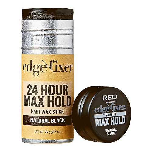 Red by Kiss Hair Wax Stick 24HR Max Hold Edge Fixer Edge Control Pomade Non-Sticky, Non-Oily Flake Free Hair Styling Wax 2.7 oz. (Natural Black)