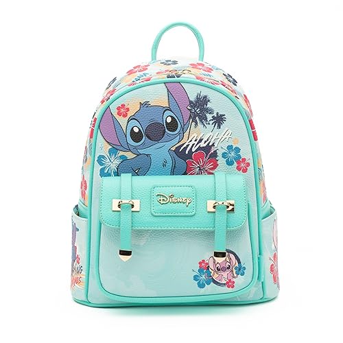 Wondapop - Stitch 11"" Vegan Leather Fashion Mini Backpack, Blue